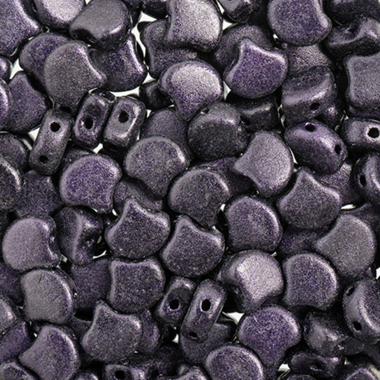 John Bead Czech Glass Jet Color Metallic Suede Ginko Beads, 50g